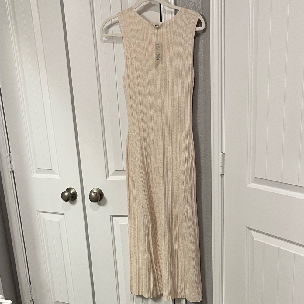 a new day Sleeveless Faux Plisse Cream Ribbed Knit Maxi Sweater Dress - Picture 4 of 8